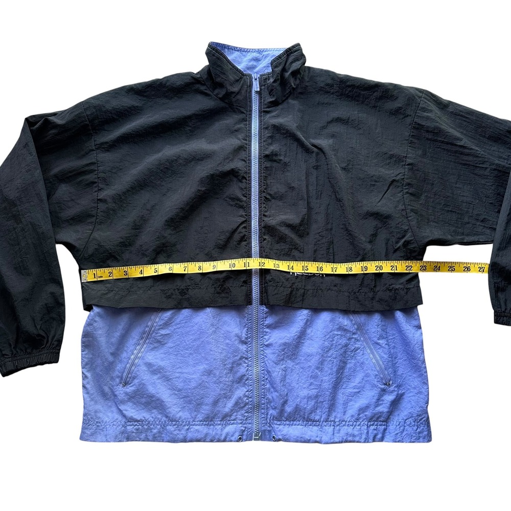 Vintage Reebok Windbreaker Jacket Mens Medium Black Purple Colorblock Full Zip - Picture 4 of 6